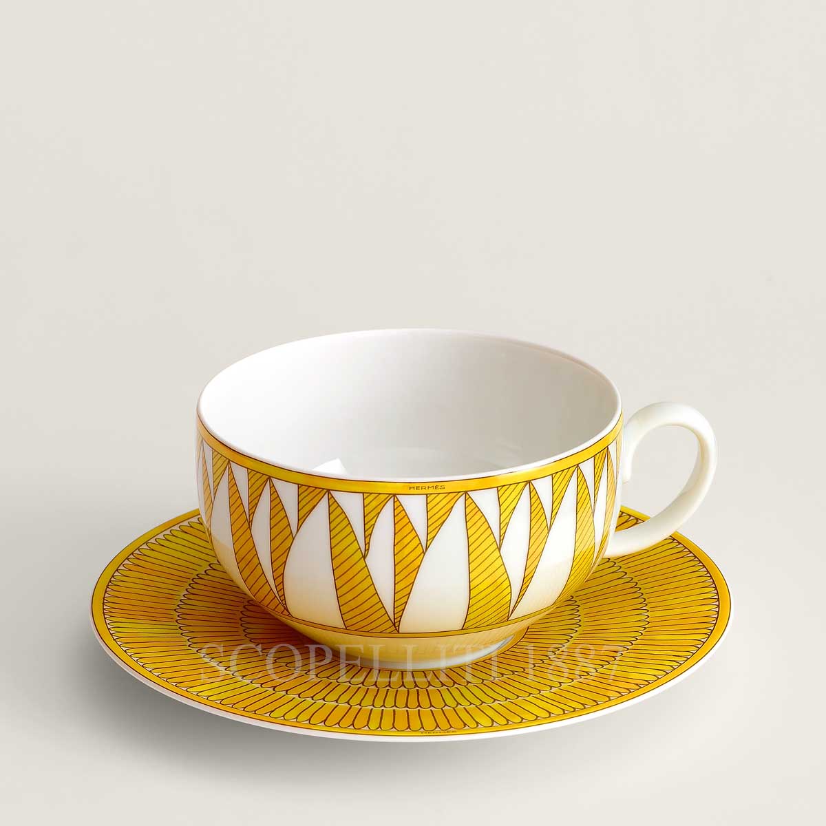 Hermès Soleil d’Hermès Breakfast Cup & Saucer Set for 2 2