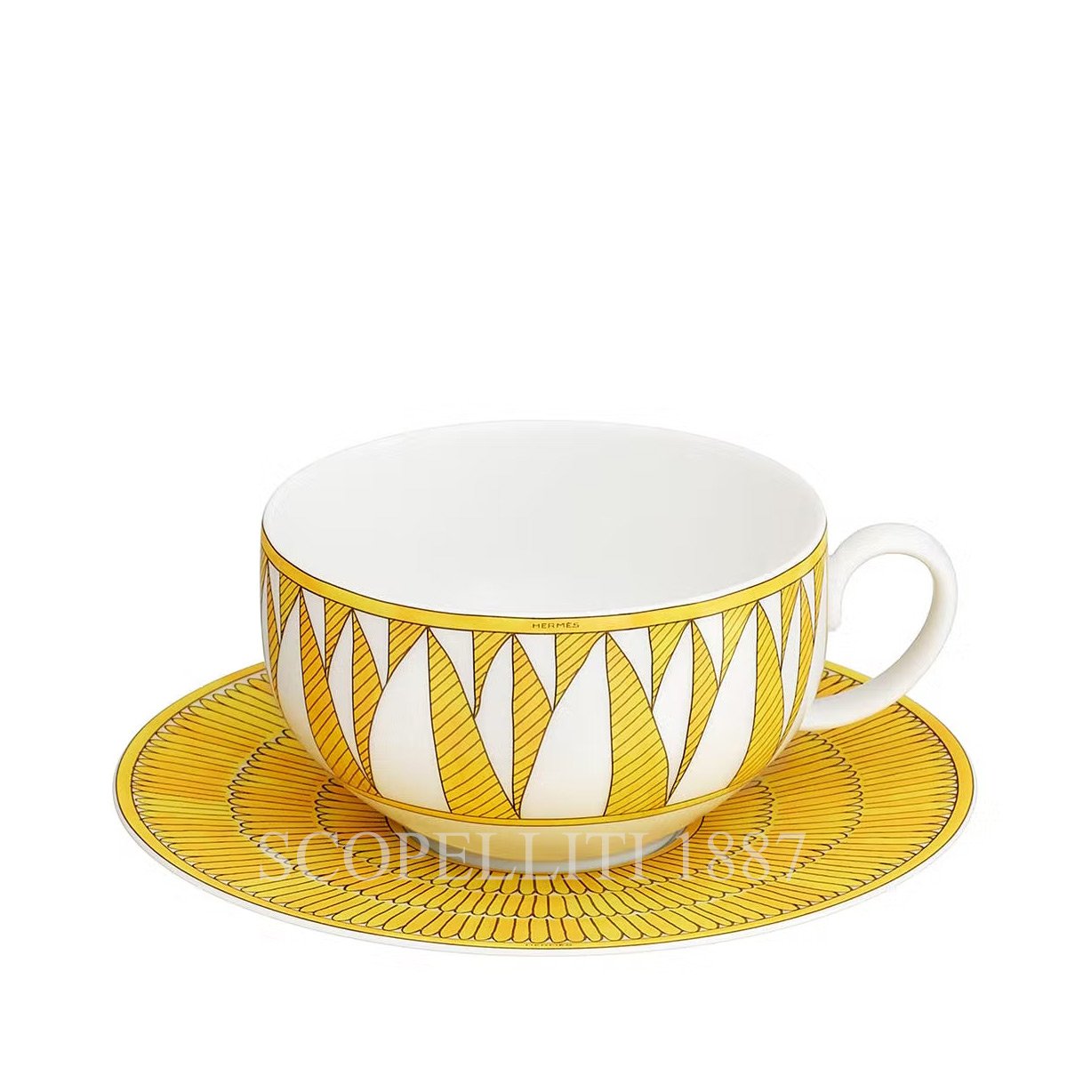Hermès Soleil d'Hermès Tea Cup and Saucer Set for 2 1