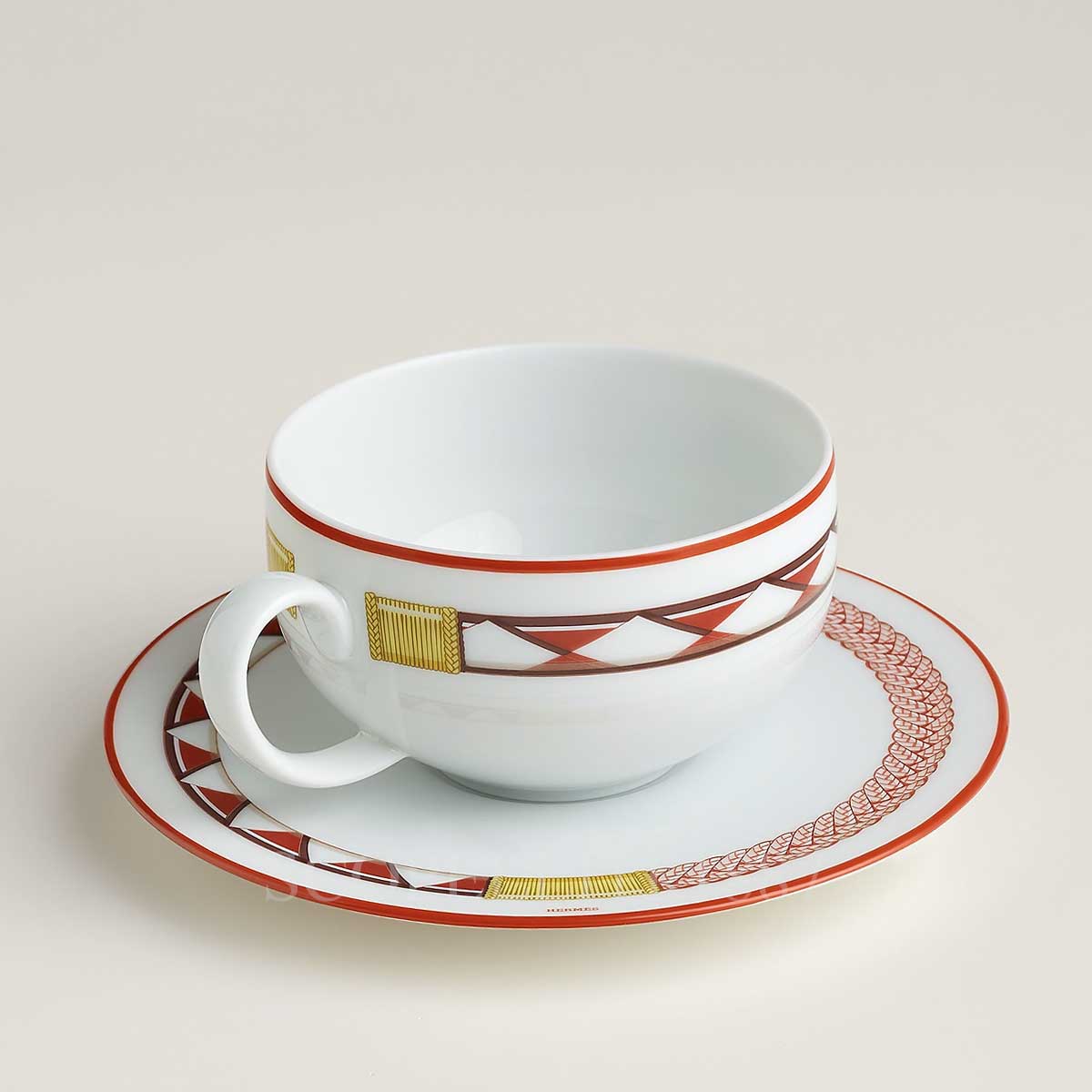 Hermes Tea Cup and Saucer Tressages Equestres - Set of 2 2
