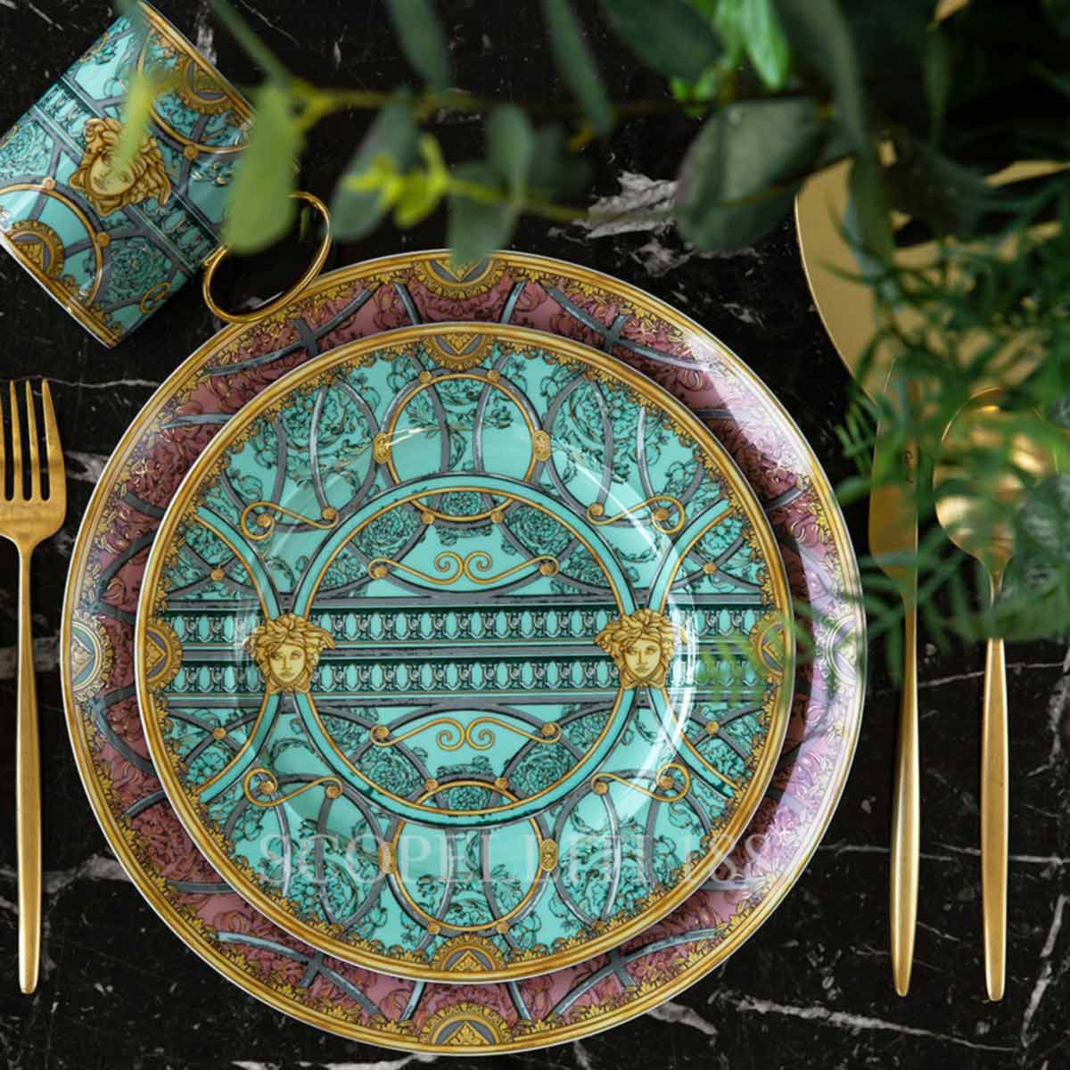 VERSACE Versace Plate 21 cm Scala del Palazzo Green 2