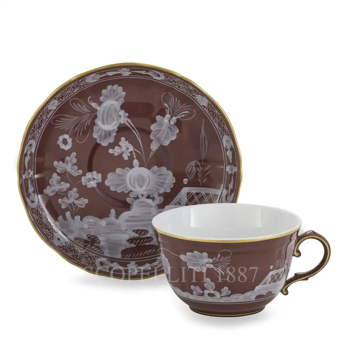GINORI 1735 Ginori 1735 Oriente Italiano Castagna Tea Cup and Saucer 1
