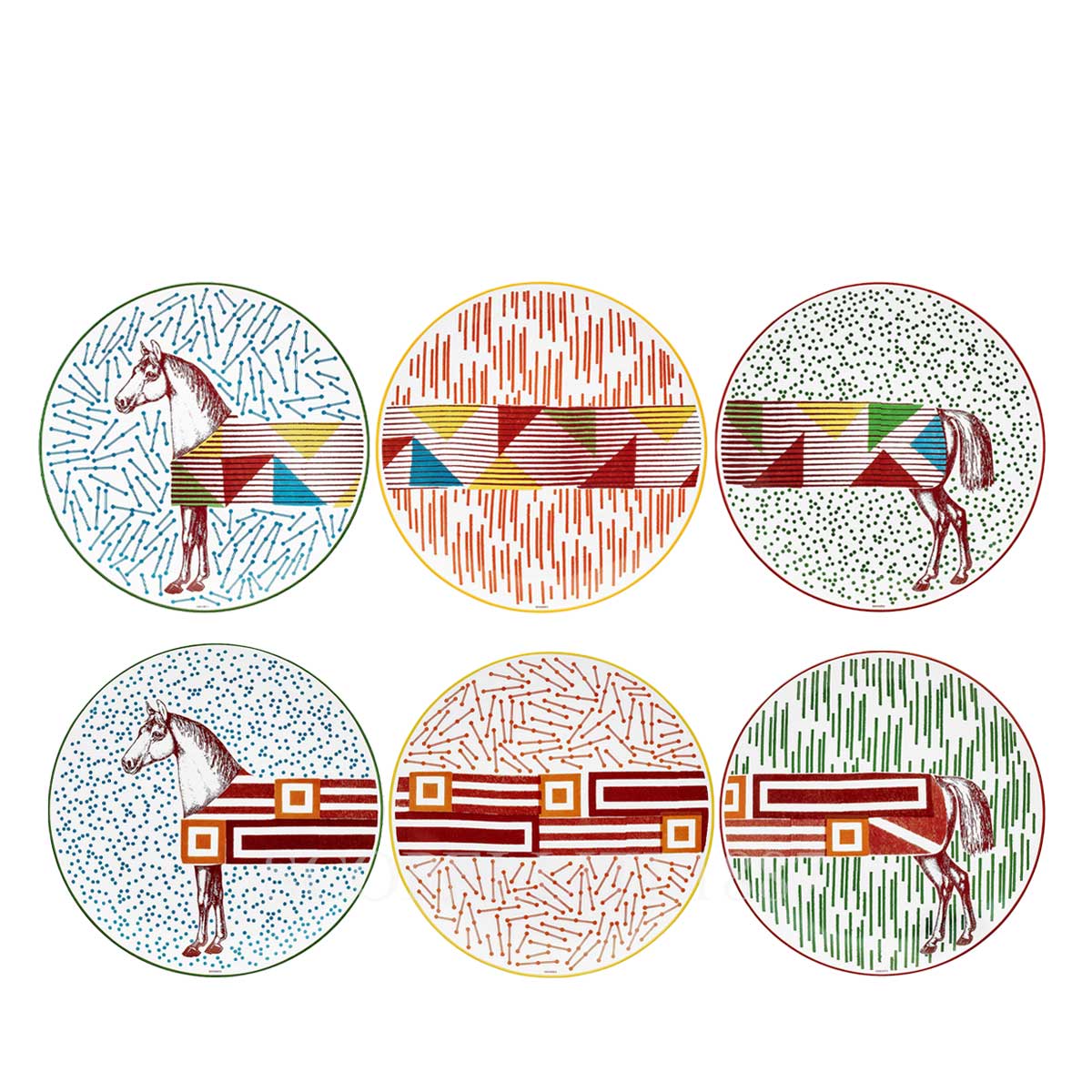 Hermes Hermes Hippomobile Set of 6 Dessert Plates 1