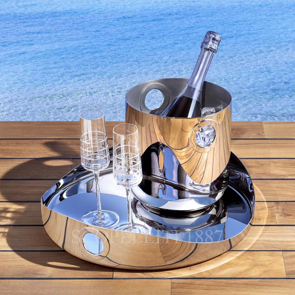 Christofle Christofle Large Round Tray Oh De Christofle Stainless Steel 2