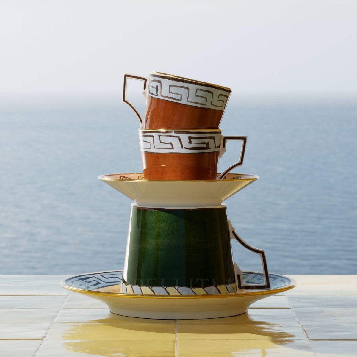 GINORI 1735 Ginori Il Viaggio di Nettuno Tea Cups Amalfi Lemon - Set of 2 5