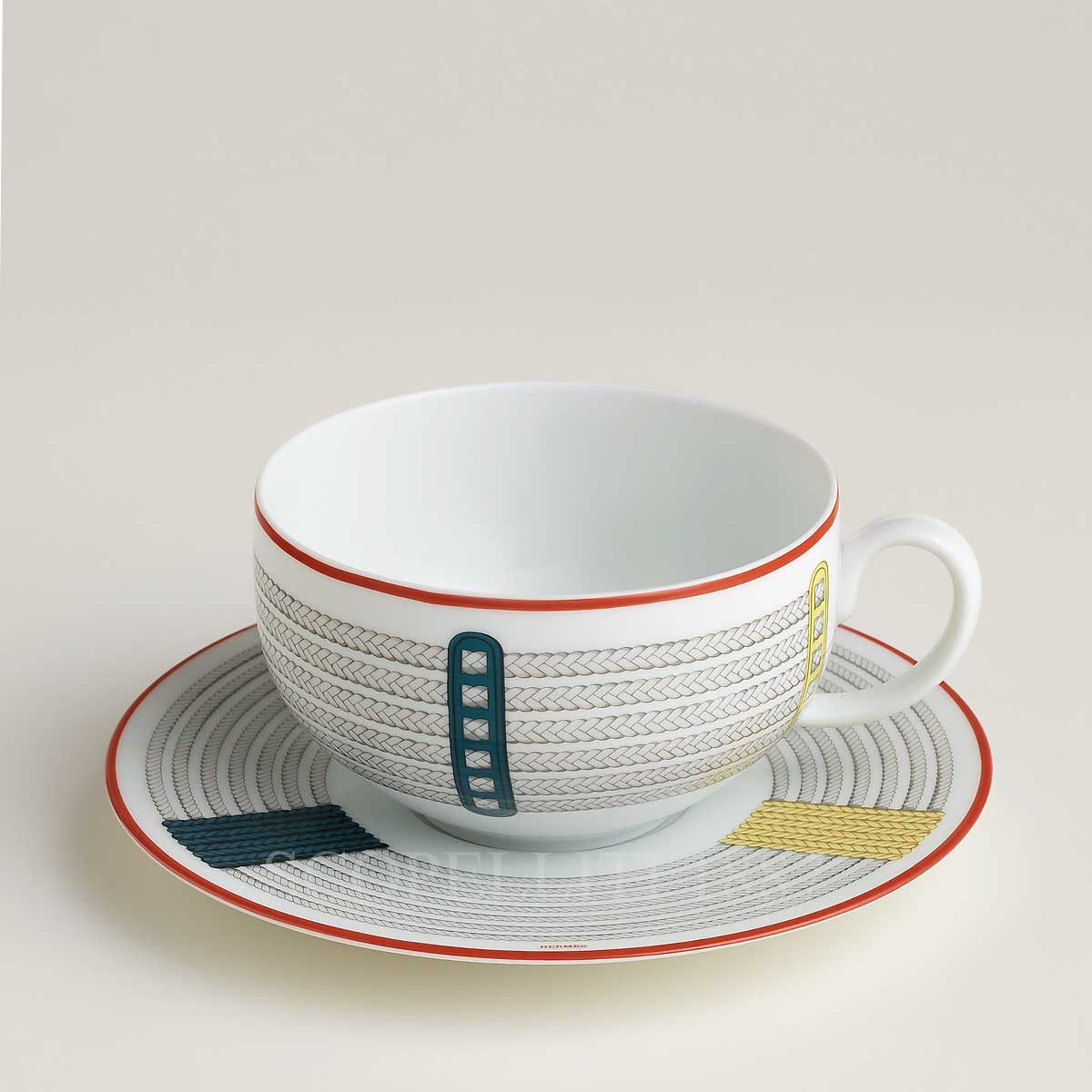 Hermes Hermes Breakfast Cup and Saucer Tressages Equestres - Set of 2 1