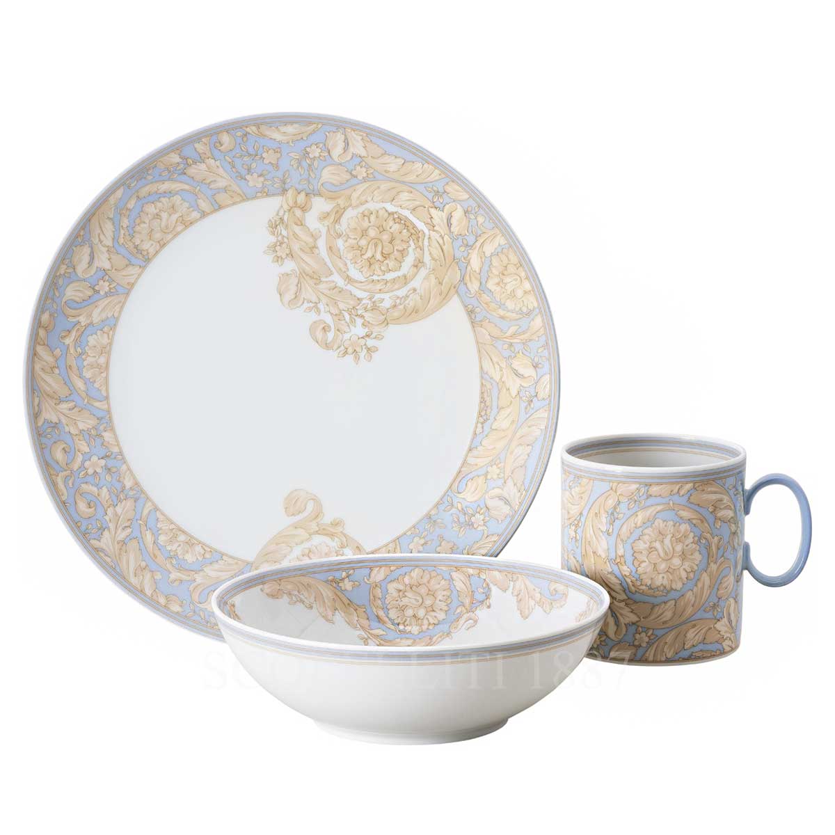 VERSACE Versace Kids Barocco Blue Dinner Set 3 Pcs 1