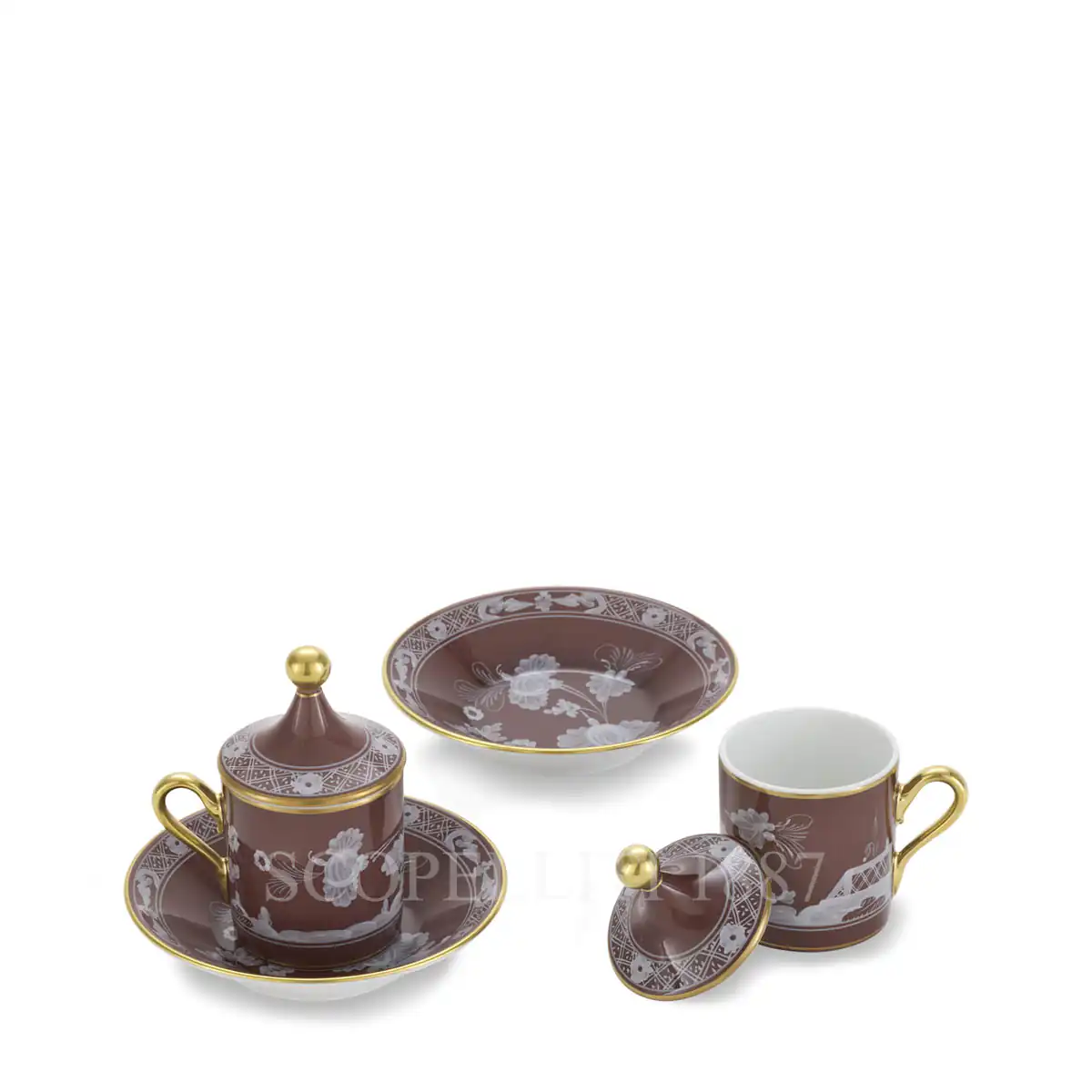 GINORI 1735 Ginori 1735 Oriente Italiano Castagna Coffee Set for 2 2