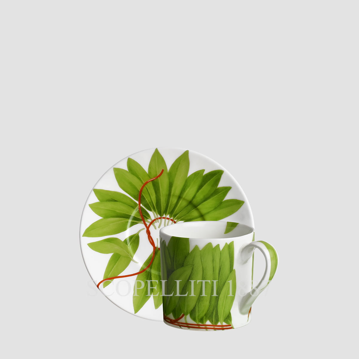 Taitù Milano Taitù Fil Rouge Foglie Espresso Cup with Saucer - Set of 2 1