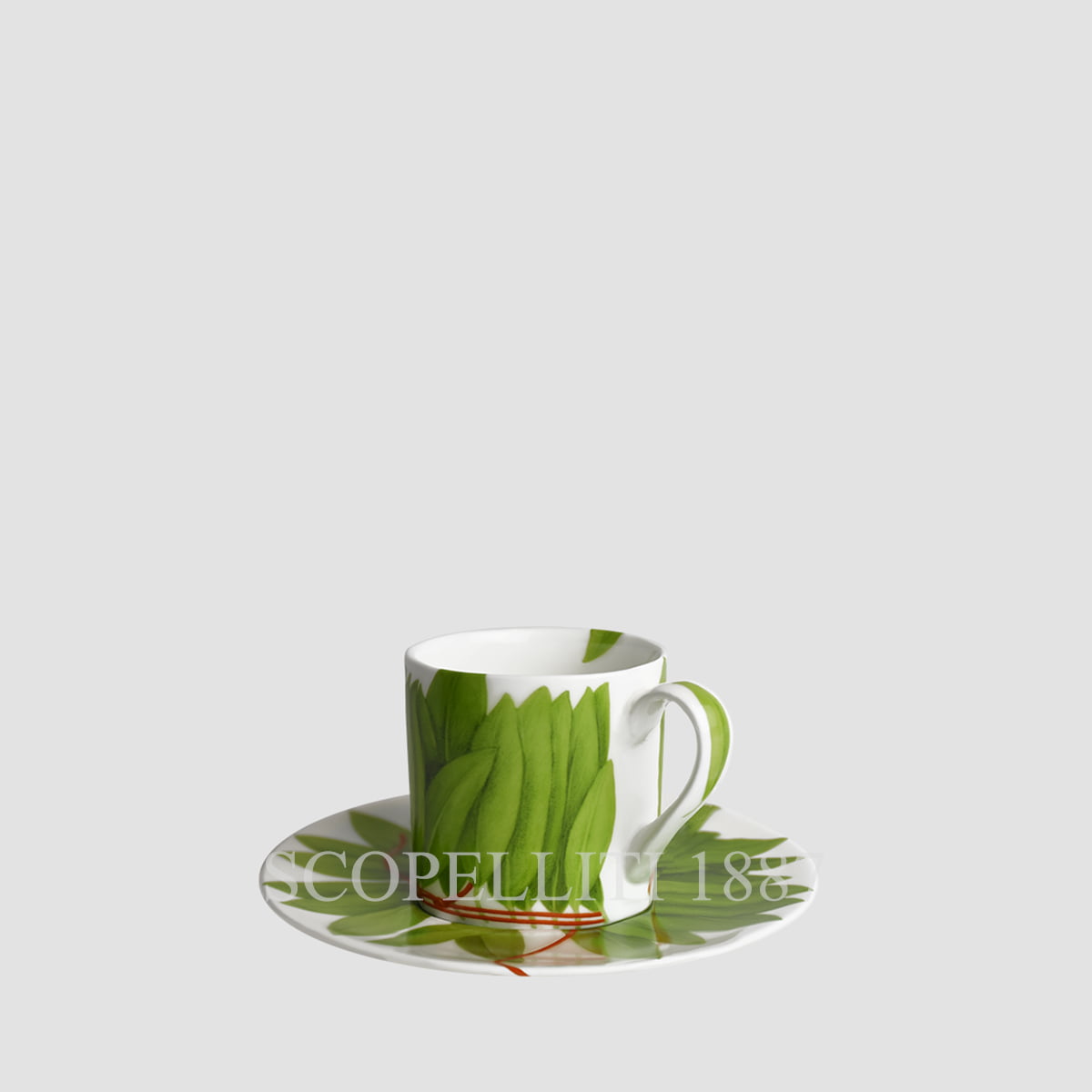 Taitù Milano Taitù Fil Rouge Foglie Espresso Cup with Saucer - Set of 2 2