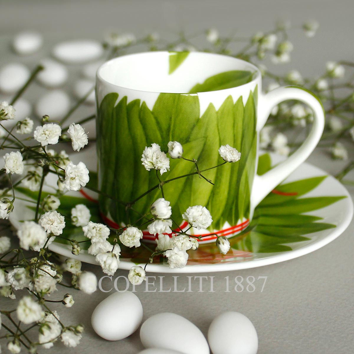 Taitù Milano Taitù Fil Rouge Foglie Espresso Cup with Saucer - Set of 2 3