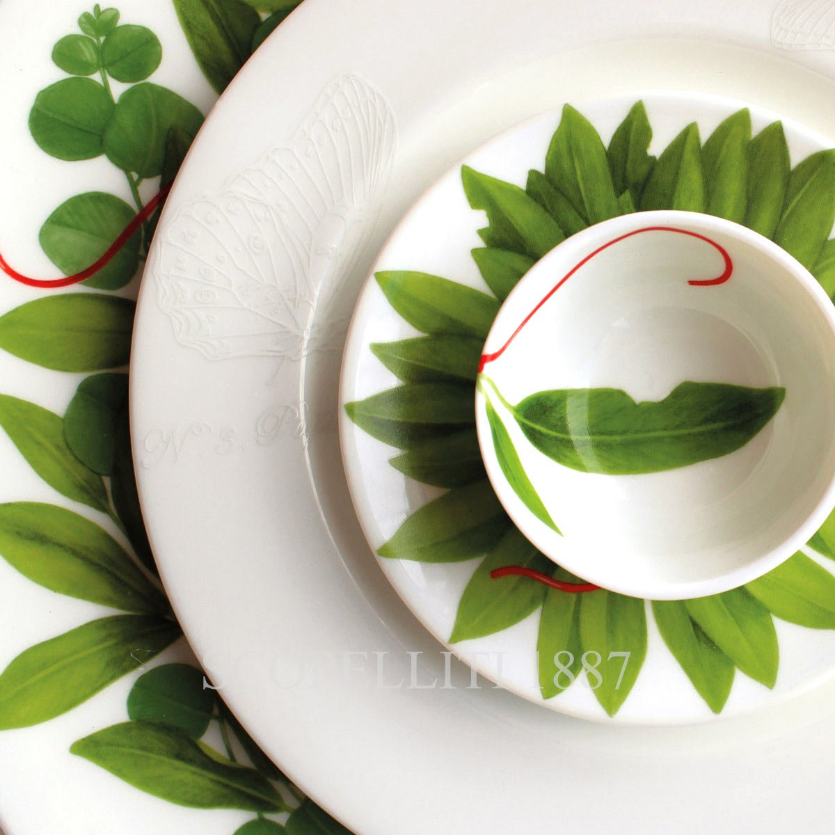Taitù Milano Taitù Fil Rouge Foglie Espresso Cup with Saucer - Set of 2 5