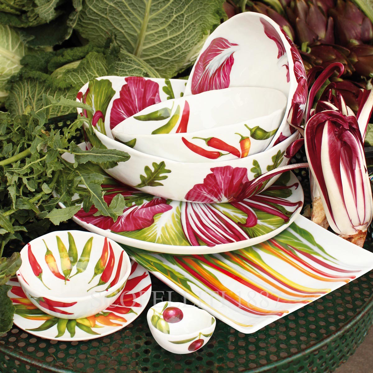 Taitù Milano Taitù Vegetables Rectangular Platter Herbs 33x22 cm 2