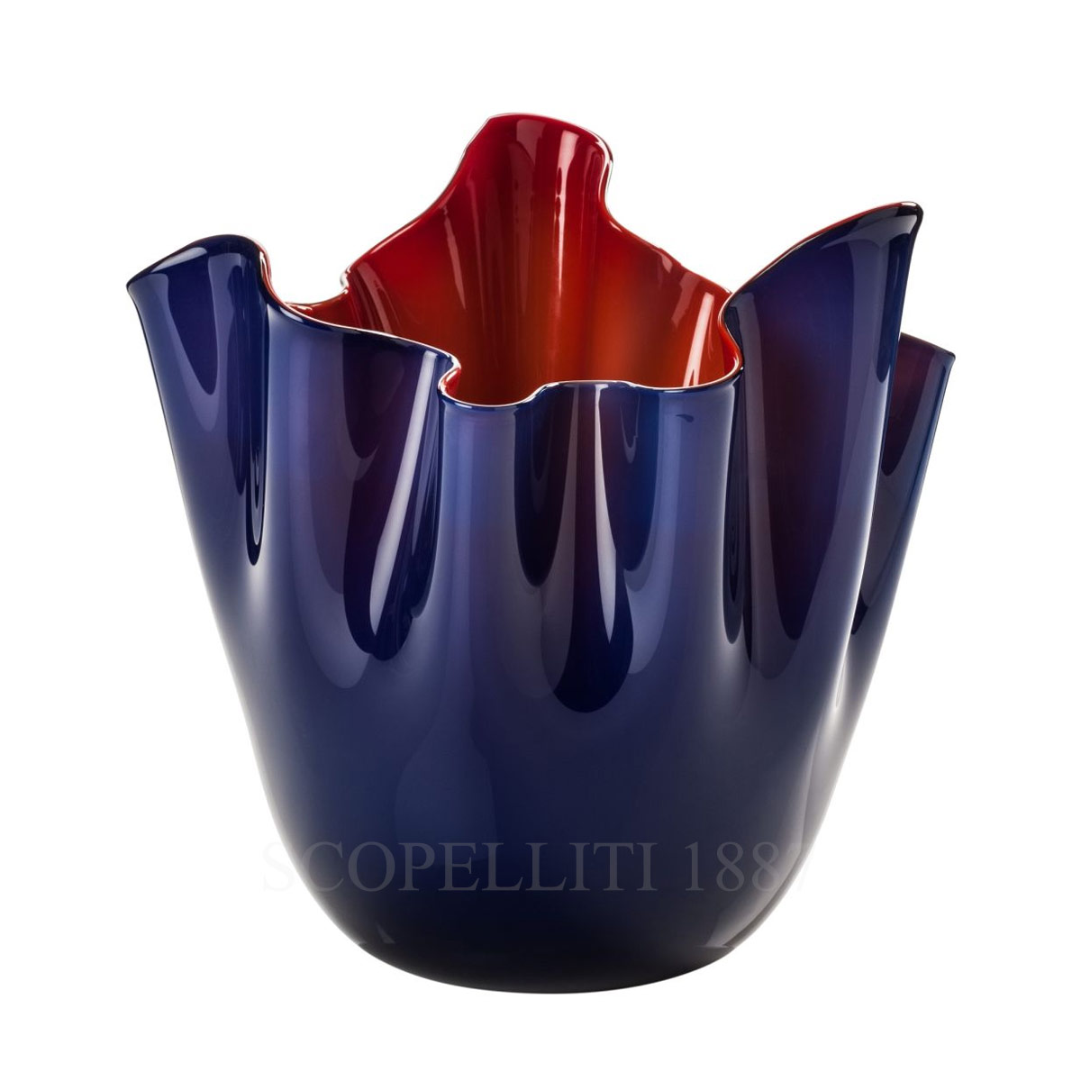 Venini Venini Fazzoletto Vase Medium Limited Edition Deep Blue Red 1