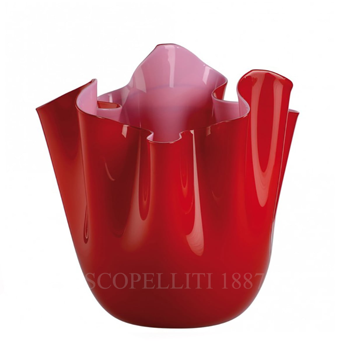 Venini Venini Fazzoletto Vase Medium Red Opaque Pink 1