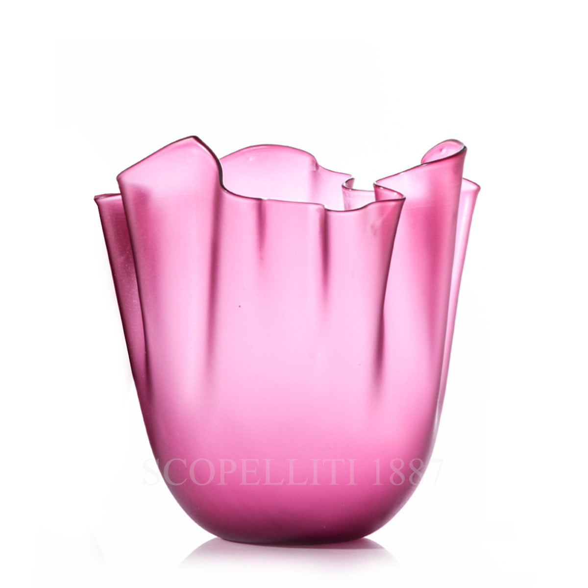 Venini Venini Fazzoletto Vase Magenta Transparent Sandblasted Medium 1