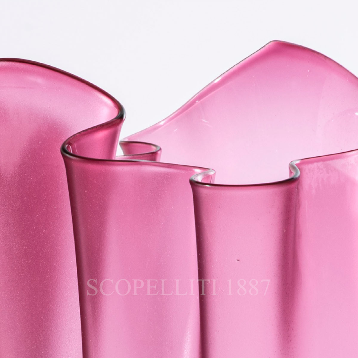 Venini Venini Fazzoletto Vase Magenta Transparent Sandblasted Medium 3