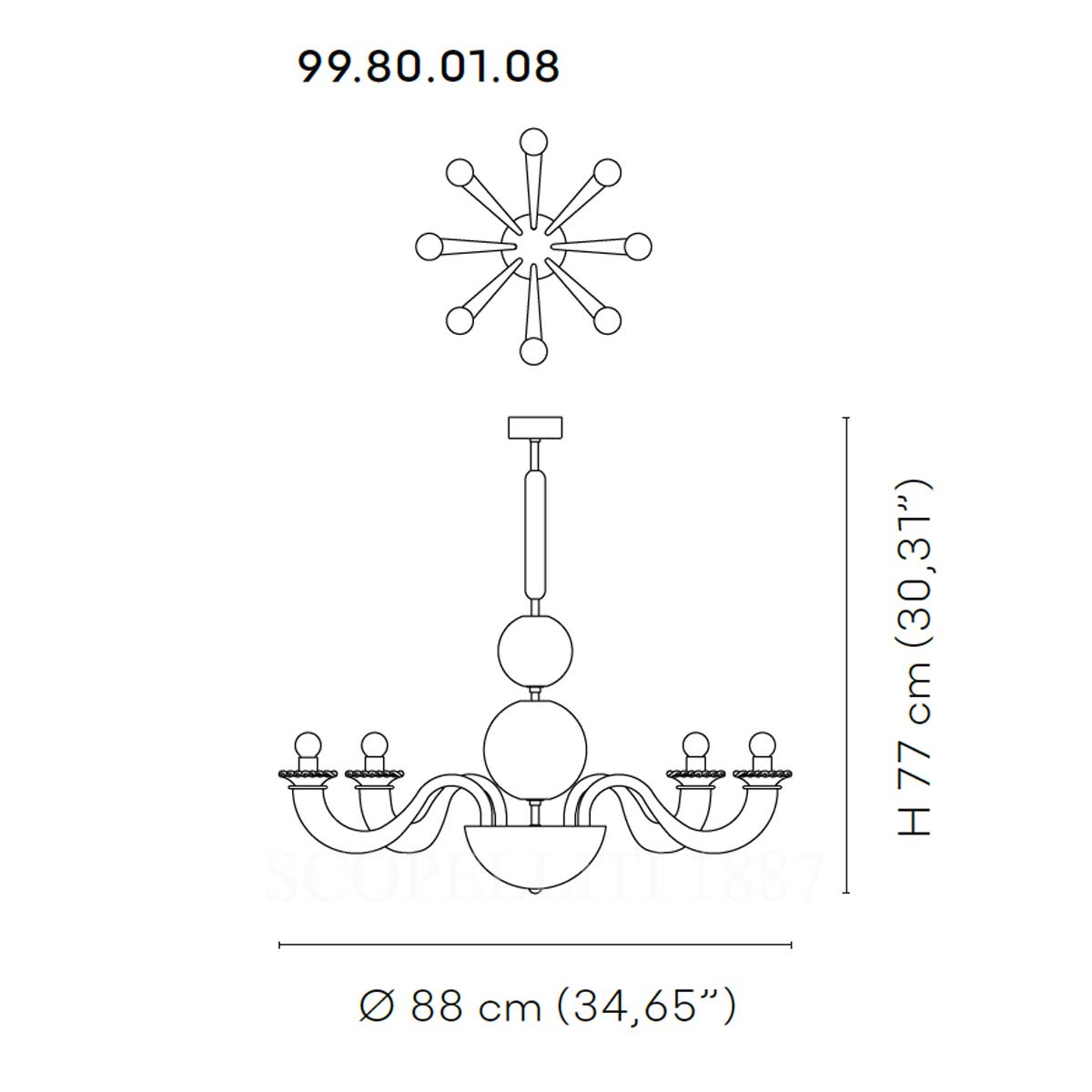 Venini Venini Gio Ponti 8 Lights Chandelier 4