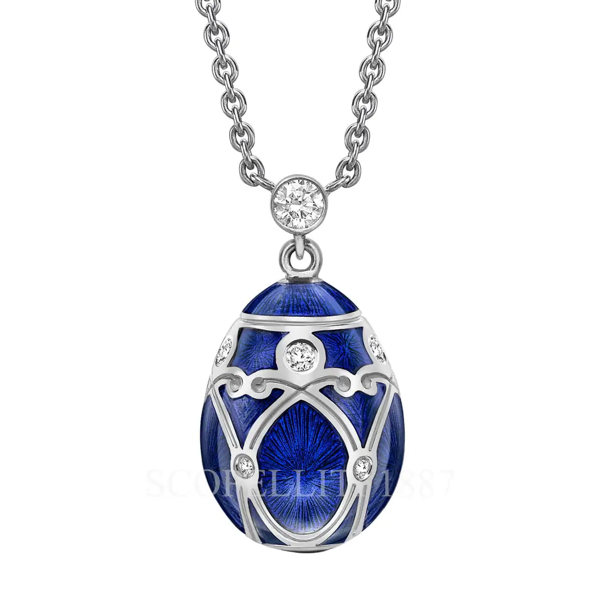 Fabergé Faberge Heritage Palais Egg Pendant Blue Small 1