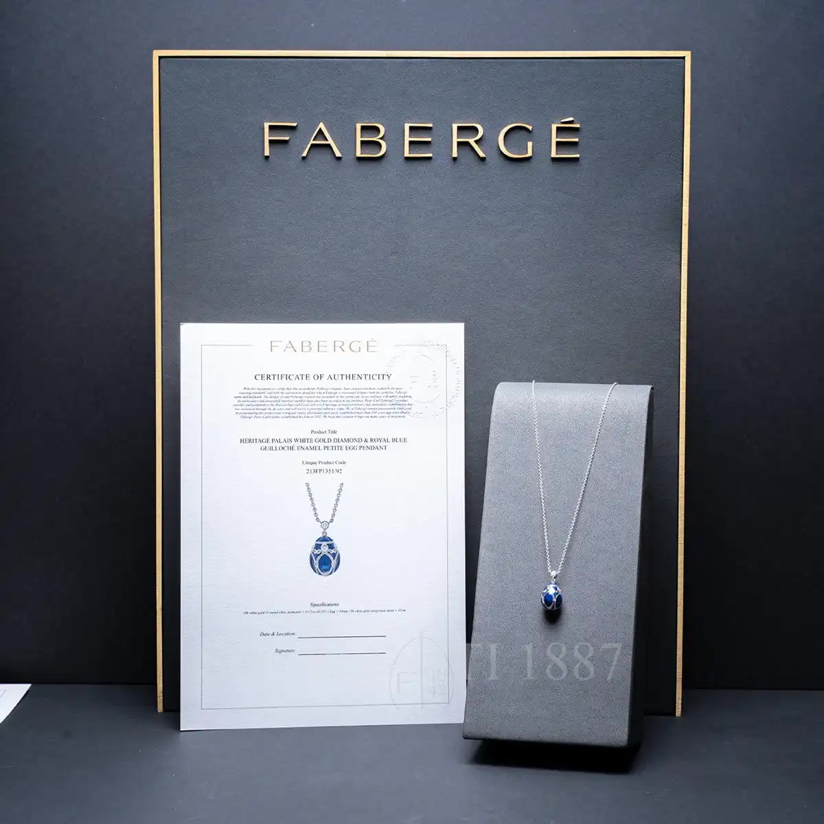 Fabergé Faberge Heritage Palais Egg Pendant Blue Small 2