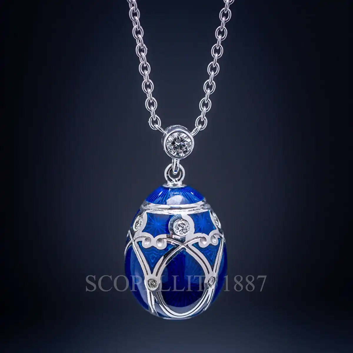 Fabergé Faberge Heritage Palais Egg Pendant Blue Small 3