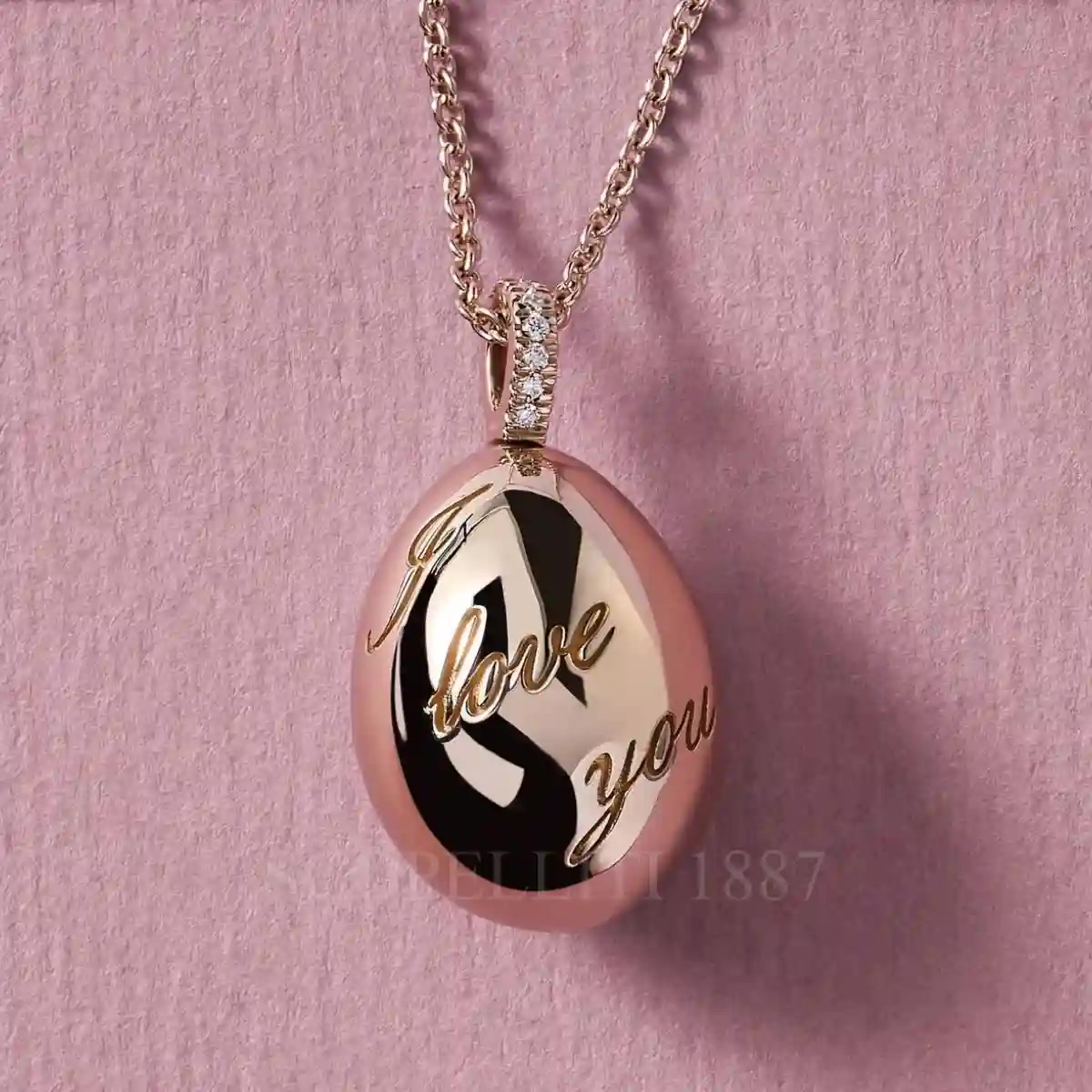 Fabergé Fabergé Essence Rose Gold Egg Pendant I Love You 2