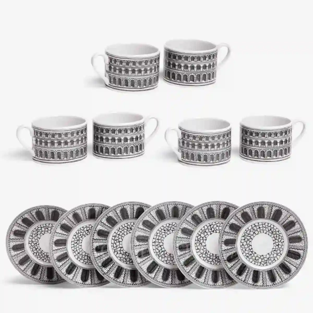 Fornasetti Fornasetti Tea Cup and Saucer Architettura - Set of 6 1